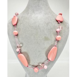 Pembe Oval Taşlı Kolye